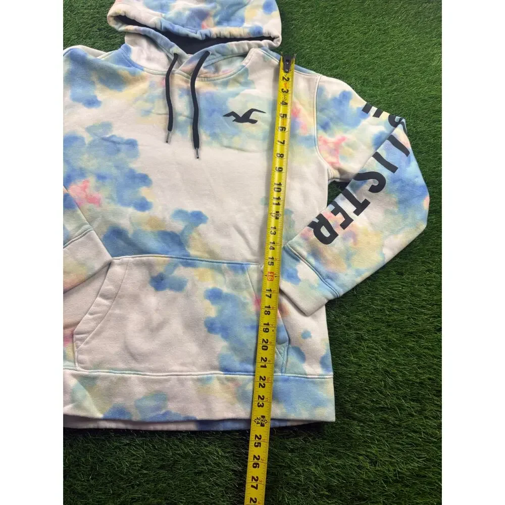 Hollister Tie Dye Winter Hoodie Unisex S Blue Pink Yellow Pullover Seagull Logo